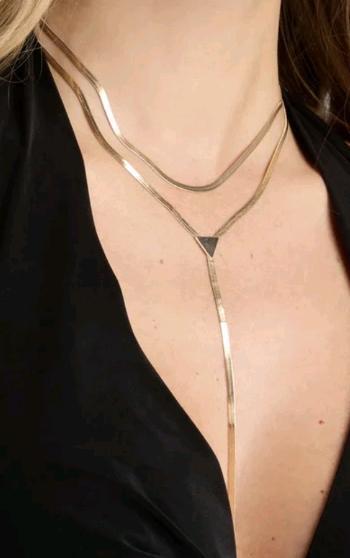 New Double Trouble Snake Chain Lariat Necklace Set 15" & 17" Long