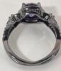 STUNNING New sz 7 Stamped 10KT Gothic Ring with Purple Stones - 3