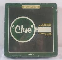 As New , Sealed - CLUE Board Game - Nostalgia Edition in Metal Case . Ages 8+ , 3-6 Players . Small Dent bottom edge .