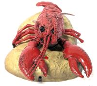 Vintage Animatronic Singing Lobster Kitsch, 8.25" Long (Tested For Power, Tab Broken on Battery Compartment Door, Missing 2 Legs)