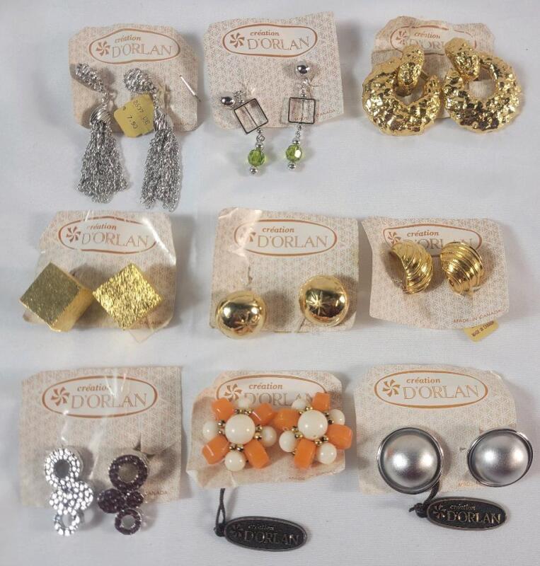 New Old Stock - 9-Pairs Vintage D'Orlan Earring Sets