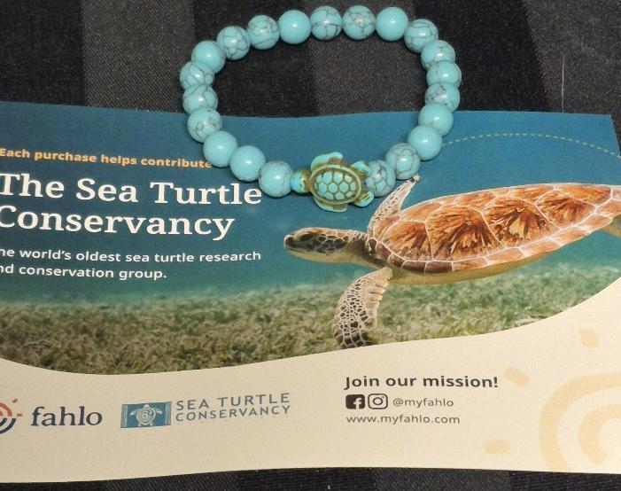 New Fahlo Natural Stone Sea Turtle Tracking Bracelet - Elastic Band