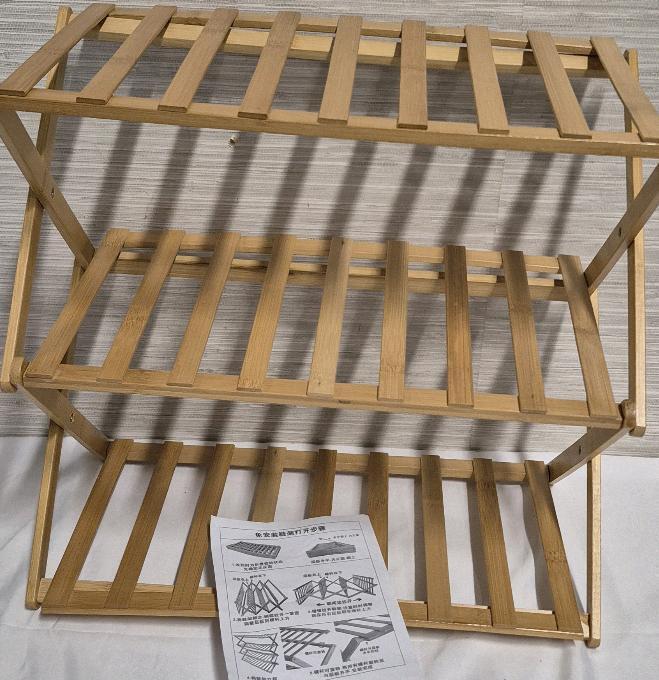New 3 Tier Folding Shoe Rack - 18.5 x 10 x 18"