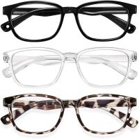 3 New Pairs Blue Light-Blocking Non-Prescription Glasses With Cloth Bag, Cleaning Cloth & Mini Glasses Screwdriver