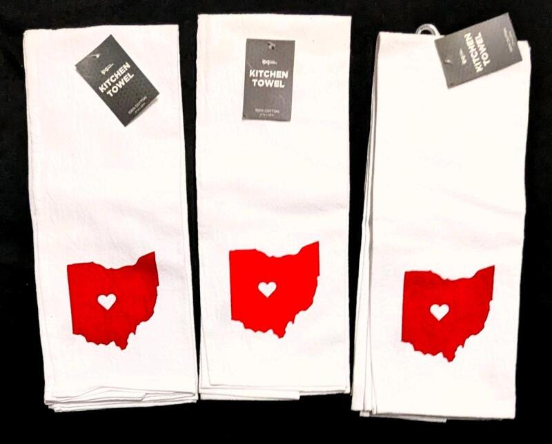 3 New Large Collegiate Collection 100% Cotton Kitchen Towels, 27" &times; 29" Each
