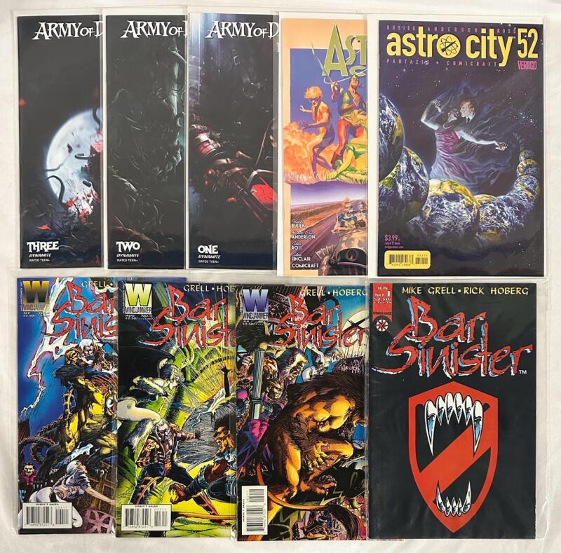 9 Assorted Vintage to Newer Comics, Various Publishers, Includes Bar Sinister, Army of Darkness, and Astro City