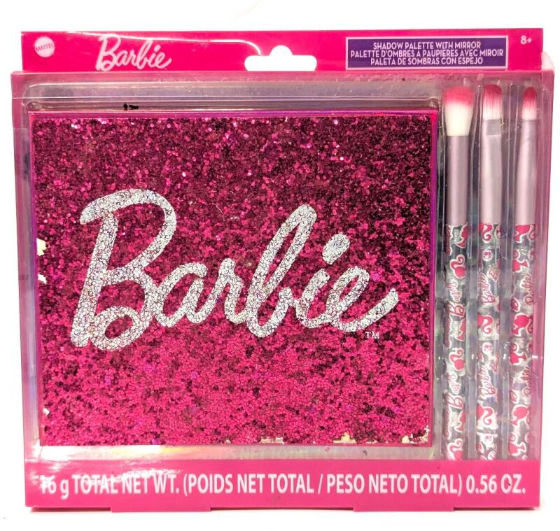 New BARBIE Licensed Eyeshadow Pallete With 3 Makeup Brushes by Townley Girl