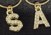 2 New Bling Initials "S" & "A" Pendant Necklaces 18" Long