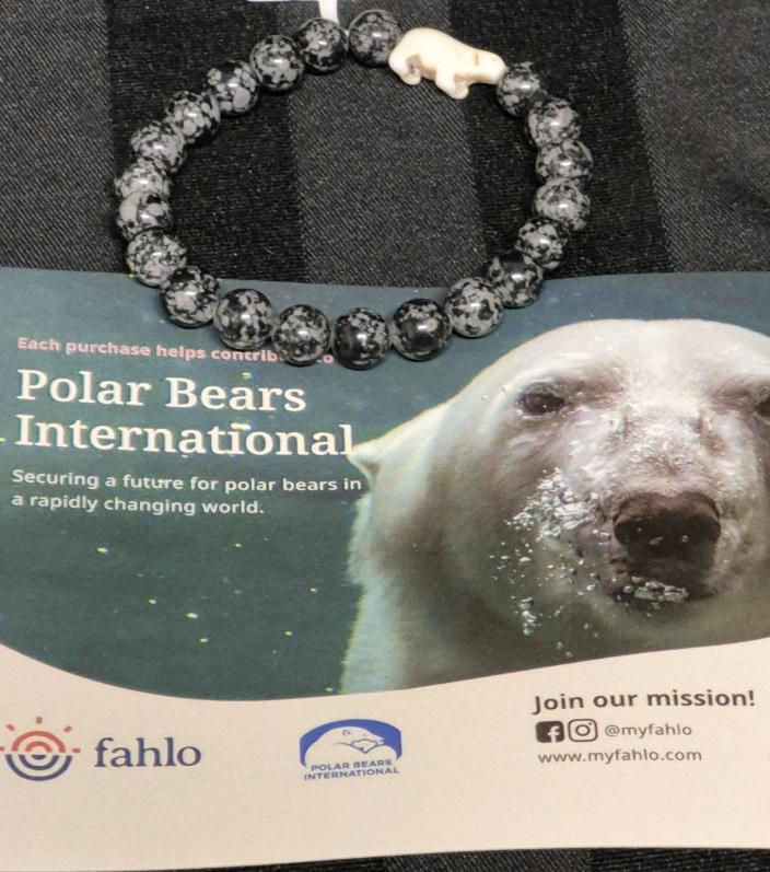 New Fahlo Semi Precious Stone Polar Bear Tracking Bracelet - Elastic Band