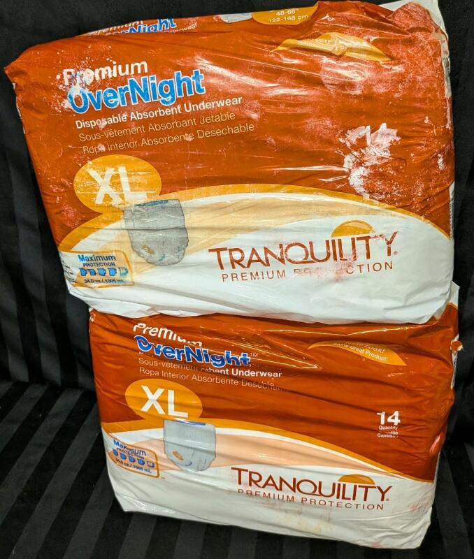 28 (2 x 14 Packs) New XL (48"-66") Waist Size. Premium overnight Disposable Absorbant Underwear.
