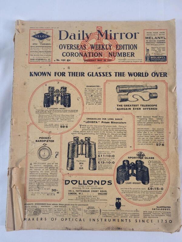 Vintage May, 1937 Great Britain " Daily Mirror " Overseas Weekly Edition - Coronation Edition . Over 100 Pages . Age Appropriate Wear