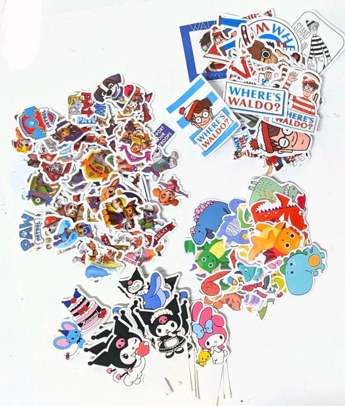 175+ New Fun Stickers Up To 2.75" Long (Paw Patrol, Where's Waldo, Dinosaurs) & 25&times; Kuromi Cupcake Stick-Ins