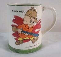Vintage 1950s " ELMER FUDD " Warner Brothers Ceramic Mug , Japan . No chips or cracks