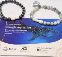 2 New Fahlo Semi Precious Stone Whale Tracking Bracelets - Elastic Band [See Desc]