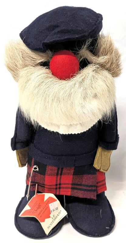 Vintage 1981 FUFEL CANADA Handcrafted Reindeer Fur & Felt THE SCOTSMAN Doll With Tag, 15" Tall, Originally Retailed $54.50
