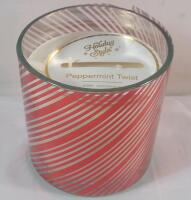 New - Holiday Style " Peppermint Twist " Scented Candle , 13oz. (369g) . Measures 4" tall