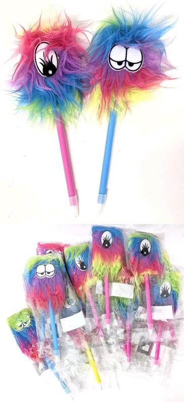 15 New Fuzzy Rainbow Monster Novelty Ballpoint Pens