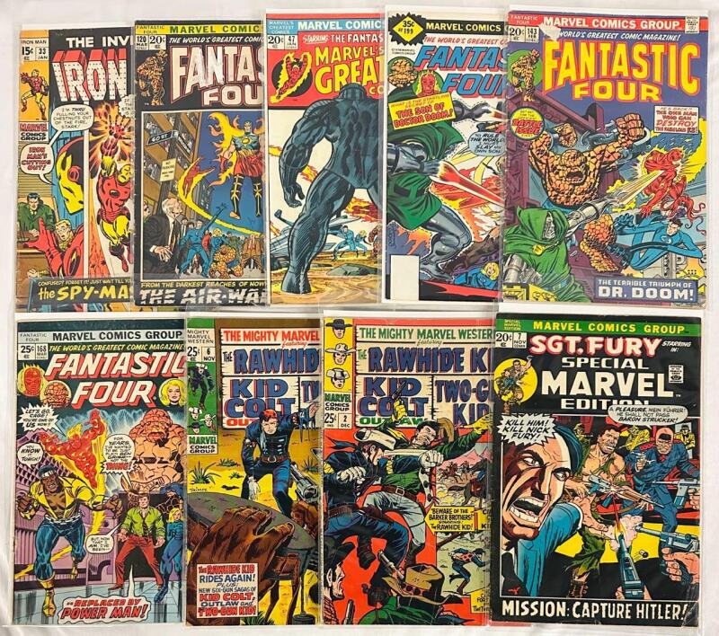 9 Vintage Marvel Comics, Includes Fantastic Four, Rawhide Kid, and More