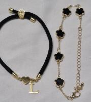 2 New Bracelets - Clovers & Initial "L" with Heart