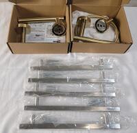 New - Gold Finish Bathroom Towel Racks & 5 Silver Finish Kitchen Pull Handles .