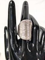Vintage Size 8 Signed Bat Ami Israel Sterling Silver Stamped 925 Modernist Birch Bark Textured Ring