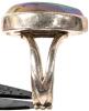 Signed Sajen Size 8+ Sterling Silver Stamped 925 Bezel-Set Peacock Druzy Quartz Open-Cuff Ring - 2