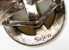 Signed Sajen Size 8+ Sterling Silver Stamped 925 Bezel-Set Peacock Druzy Quartz Open-Cuff Ring - 5