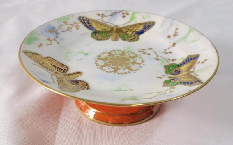 **RARE** Vintage Aynsley Fairyland Butterfly lustre Pedestal Dish , measures 1 ⅝" tall & 5" diameter . Rings True , No chips or cracks