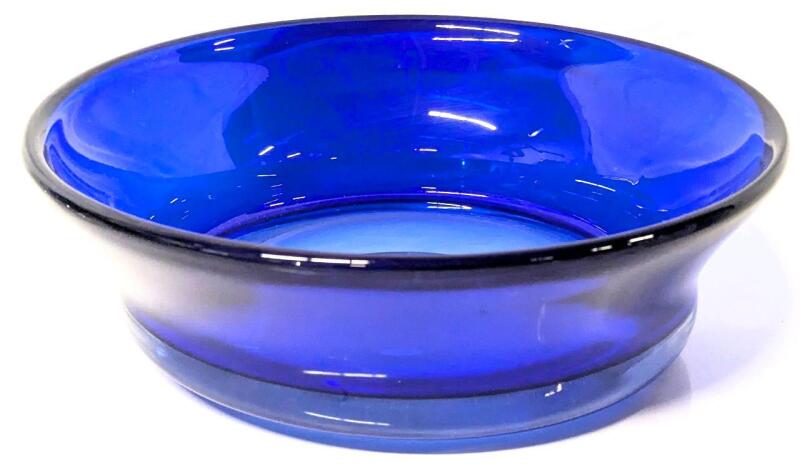 Gorgeous Large Vintage Cobalt Blue Glass Fruit / Flower Bowl, 10.8" Diameter &times; 3.5" Tall, No Chips or Cracks, Some Spots of Waxy Residue on In & Underside