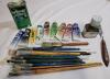 Portable French Sketch Box Artsit Easel w/Paint Brushes & Oil Paints . - 2