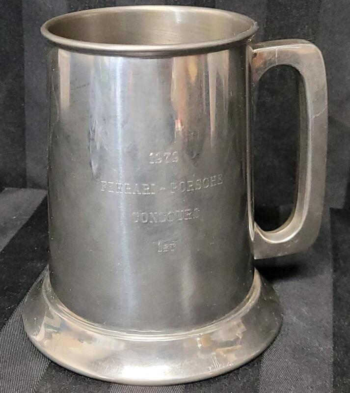 Vintage 1979 Ferrari - Porsche Concours 1st. Place Trophy Pewter Mug . Marlboro Pewter Canada stamp on bottom