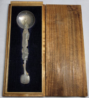 Antique Japanese Figural Geisha Girl Silver Tea spoon , Marked Sterling 950