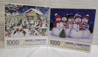 Two (2) New Bits and Pieces 1000pc. Winter Scene Puzzles . Both Sealed