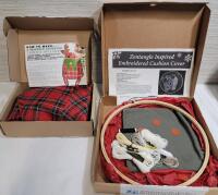 Two (2) New Makerly Christmas Craft Sets . Reindeer Doorstop Craft Set & Polar Bear Embroidered Cushion Cover Craft Set