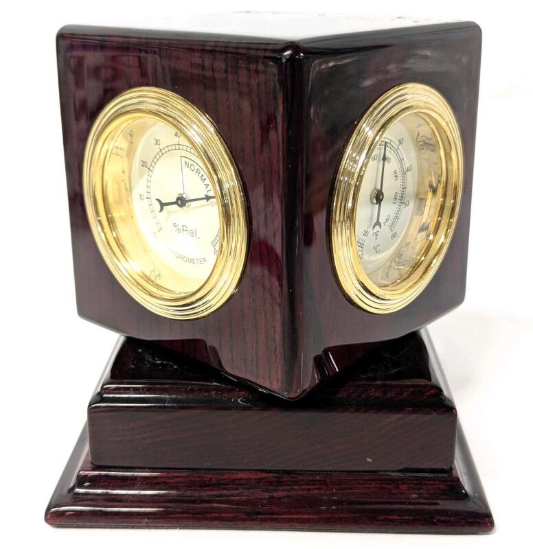 RBC Brass Fittings Tabletop Swivel Clock / Hygrometer / Thermometer, 5" Tall, Clock Needs 1 1.5V LR1 Battery (Not Included)