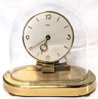 Vintage KUNDO Kieninger & Obergfell Made in Western-Germany 6 (six) Jewels Unadjusted Glass Dome Mantle Clock, Working, Battery Compartment Loose, No Chips in Glass Dome, 8.5" Tall