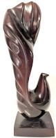 MCM Stunning Vintage Mahogany Wood Fanciful Abstract Bird Sculpture, Unsigned, 13.5" Tall