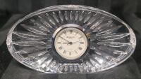 Waterford Crystal Miniature Quartz Mantle Clock . Untested , Requires battery . Measures 4.5"&times;2.5"&times;1"