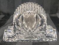 Waterford Crystal Miniature Quartz Mantle Clock . Untested , Requires 577 battery . Measures 4"&times;2.5"&times;1 ⅜"