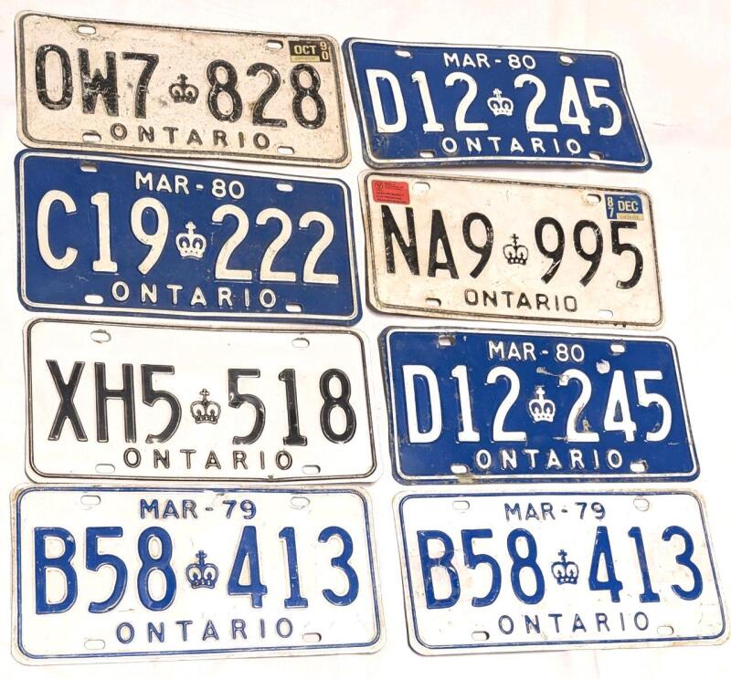 8 Vintage to Modern Metal Ontario License Plates 6" &times; 13"