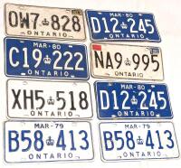 8 Vintage to Modern Metal Ontario License Plates 6" &times; 13"