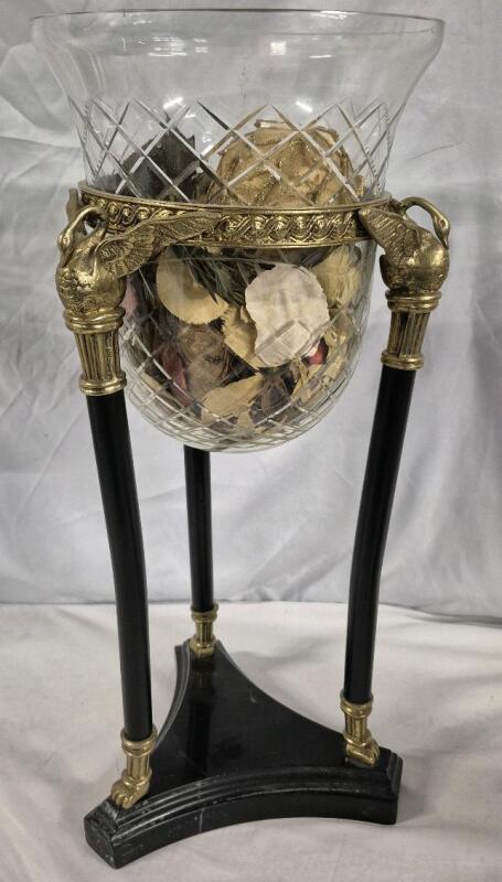 Vintage 20.5" Neoclassical Style Marble and Glass Swan Vase
