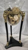 Vintage 20.5" Neoclassical Style Marble and Glass Swan Vase