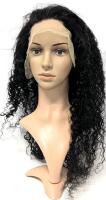 New 24" Long 100% Human Hair Curly Kinky Lace-Front Wig