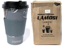 New LAMOSI 100 Sets Paper 16oz Cups, Lids & Sleeves (Dark Green), Retails Over $60