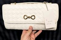 New A NEW DAY Woven Cream Handle-Top Clutch Purse, 10.25" &times; 2" &times; 5.25"