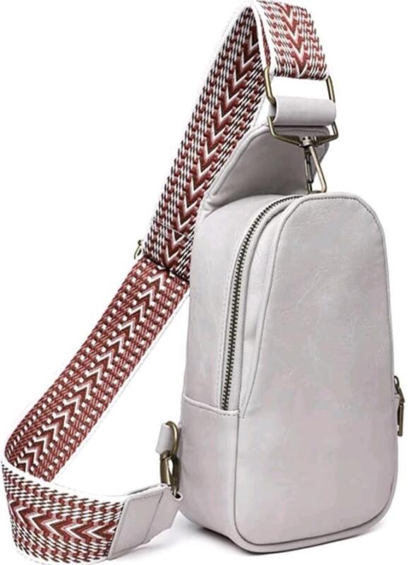 New Women Chest Bag Sling Bag Small Crossbody PU Leather Satchel - 5.3 x 2.9 x 9"