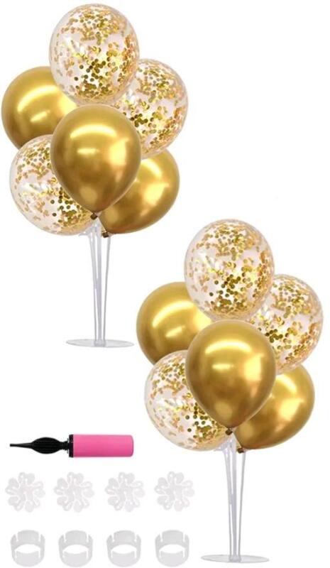 New 2-Pack Balloon Stand and Gold Balloons .