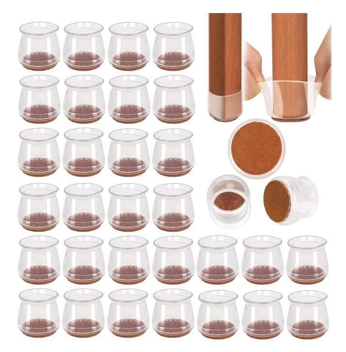 New 32pcs. Chair Leg Floor Protectors，Thickened TPU Furniture Leg Cups & Felt Pads for Hardwood Floors .