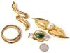 4 Vintage Brooches Incl 2 Signed Up To 2.75" Long - 2
